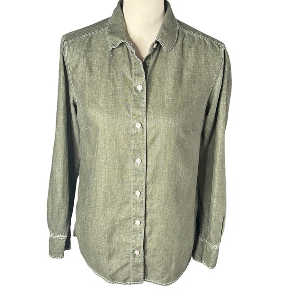 Tommy Bahama Tops - Tommy Bahama Shirt Womens XS Linen Coastalina Long Sleeve Button Up Green